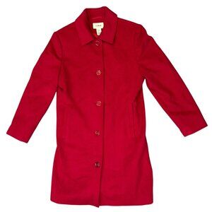 Vintage LL Bean Womens Long Peacoat in Classic Red Size 12 Sloanie Academia